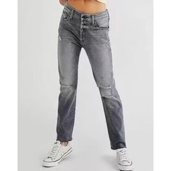 Mother The Scrapper Cuff Ankle Fray Jeans Unstitched in the Dark - Picture 1 of 10